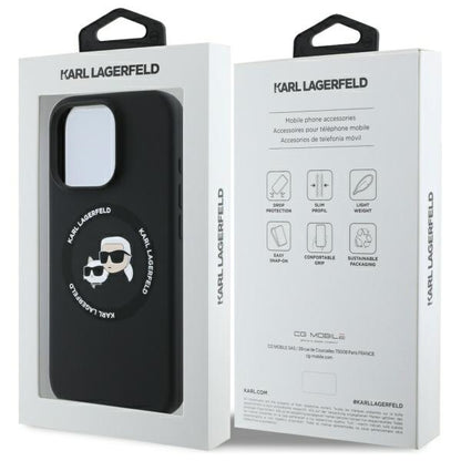 Karl Lagerfeld Handy Hülle Karl & Choupette Heads Magsafe Silikon Case für iPhone 16 Pro Max
