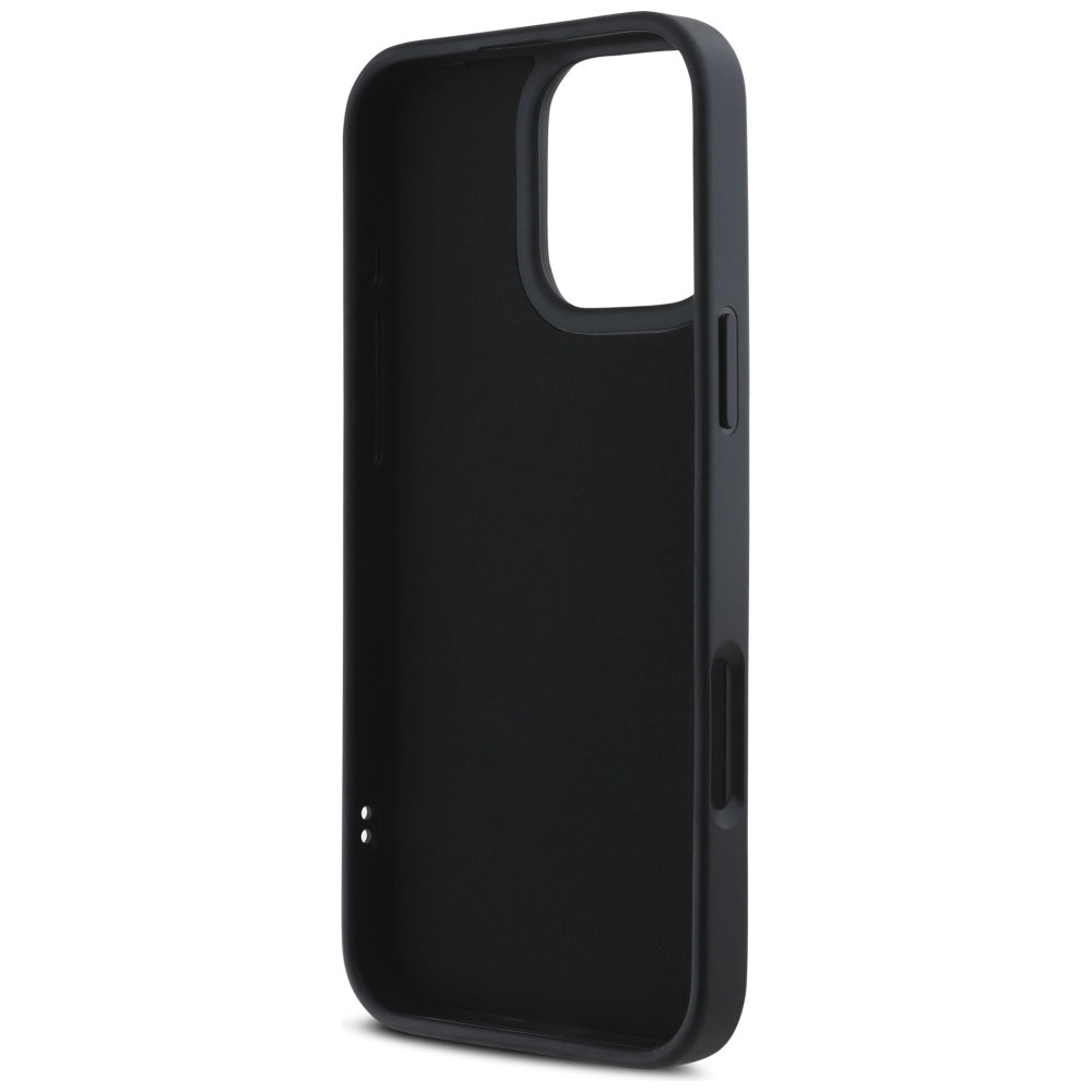 Karl Lagerfeld Handy Hülle DC 3D Rubber Elongated  Glitzer für iPhone 16 Pro Schwarz