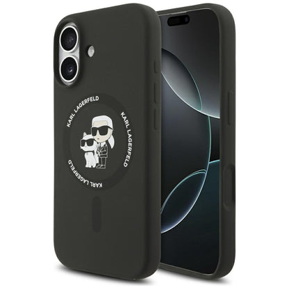 Karl Lagerfeld Handy Hülle Karl & Choupette Ring Magsafe Silikon Case für iPhone 17