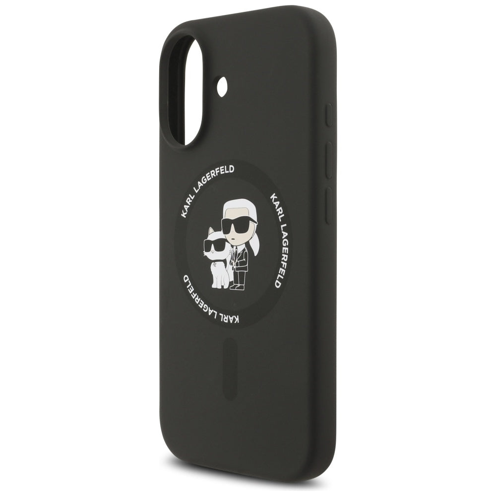 Karl Lagerfeld Handy Hülle Karl & Choupette Ring Magsafe Silikon Case für iPhone 17