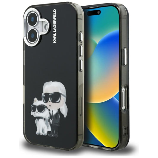 Karl Lagerfeld Handy Hülle IML Aquarelle Karl & Choupette Logo Case für iPhone 16