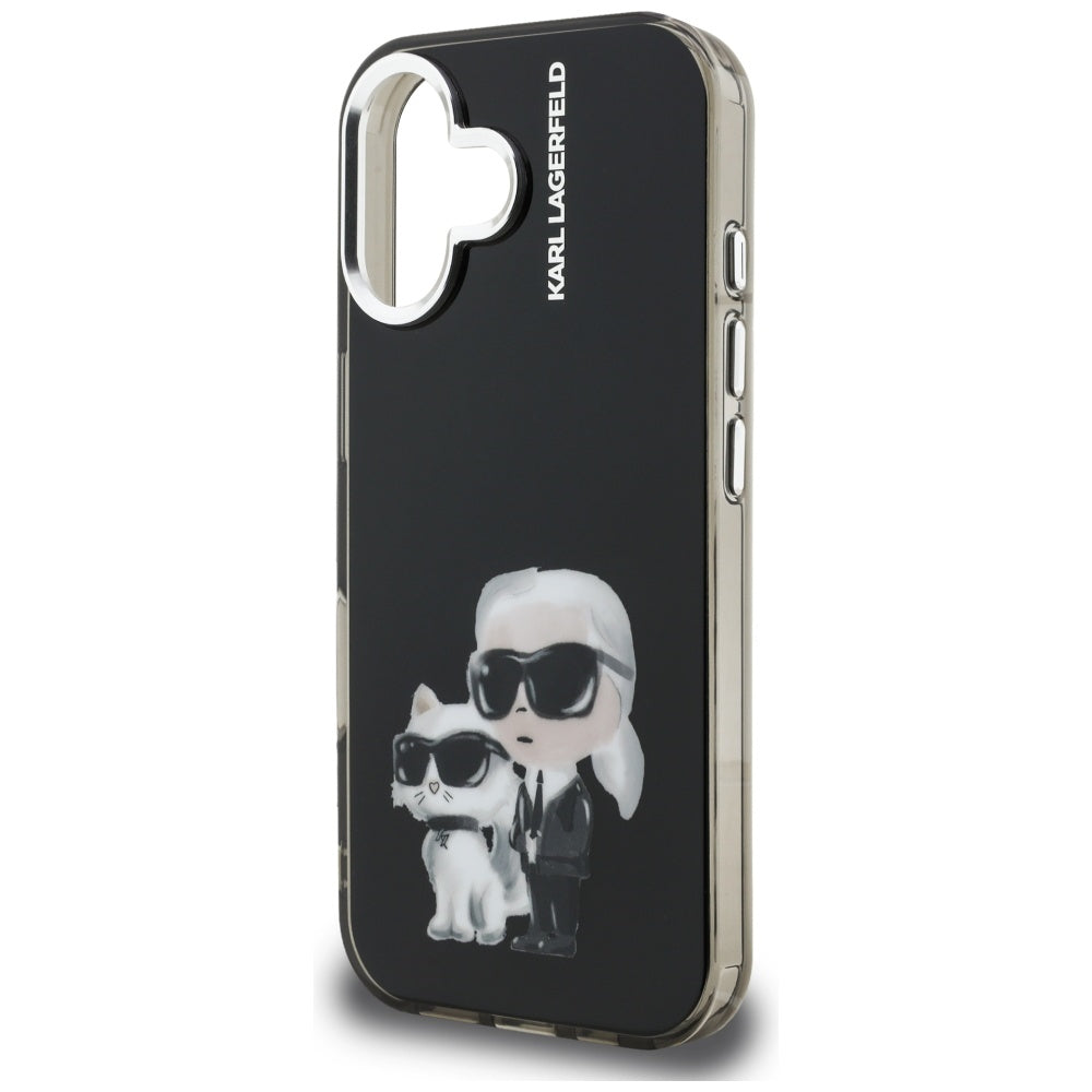 Karl Lagerfeld Handy Hülle IML Aquarelle Karl & Choupette Logo Case für iPhone 16