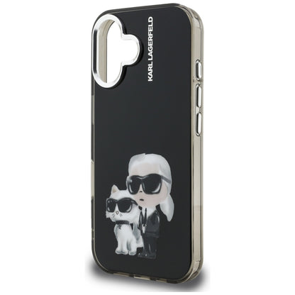 Karl Lagerfeld Handy Hülle IML Aquarelle Karl & Choupette Logo Case für iPhone 16
