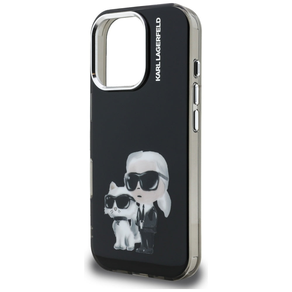 Karl Lagerfeld Handy Hülle IML Aquarelle Karl & Choupette Logo Case für iPhone 16 Pro