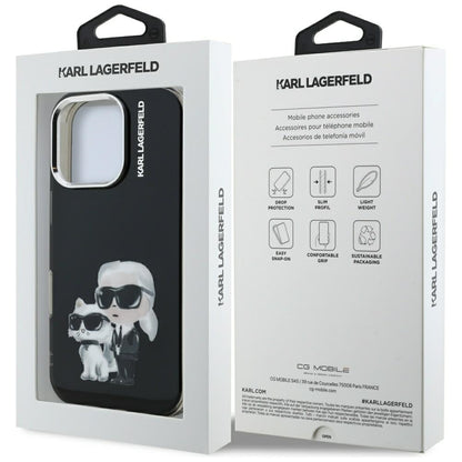 Karl Lagerfeld Handy Hülle IML Aquarelle Karl & Choupette Logo Case für iPhone 16 Pro