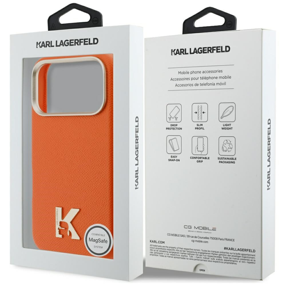 Karl Lagerfeld Handy Hülle Karl Head Logo Magsafe Case für iPhone 17 Pro Max Orange
