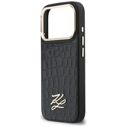 Karl Lagerfeld Handy Hülle Croco KL Script Logo Magsafe Case für iPhone 17 Pro Max