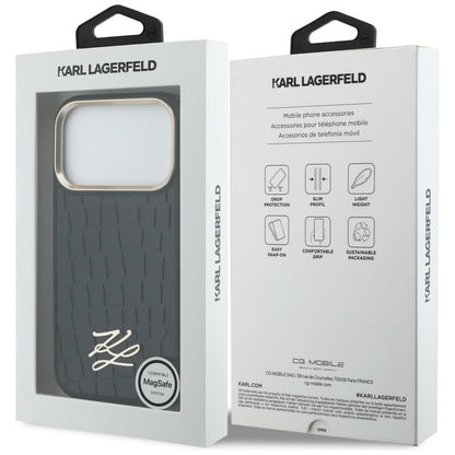 Karl Lagerfeld Handy Hülle Croco KL Script Logo Magsafe Case für iPhone 17 Pro