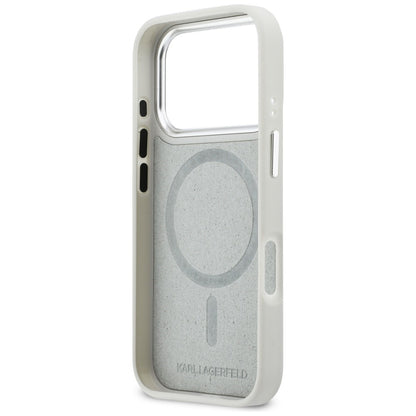 Karl Lagerfeld Handy Hülle Croco KL Script Logo Magsafe Case für iPhone 17 Pro Max Weiß