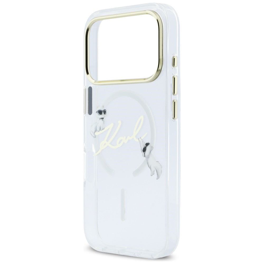 Karl Lagerfeld Handy Hülle IML Choupettes Karl Cript Logo Magsafe Case für iPhone 17 Pro Max Transparent