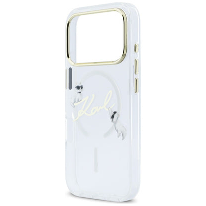 Karl Lagerfeld Handy Hülle IML Choupettes Karl Cript Logo Magsafe Case für iPhone 17 Pro Max Transparent