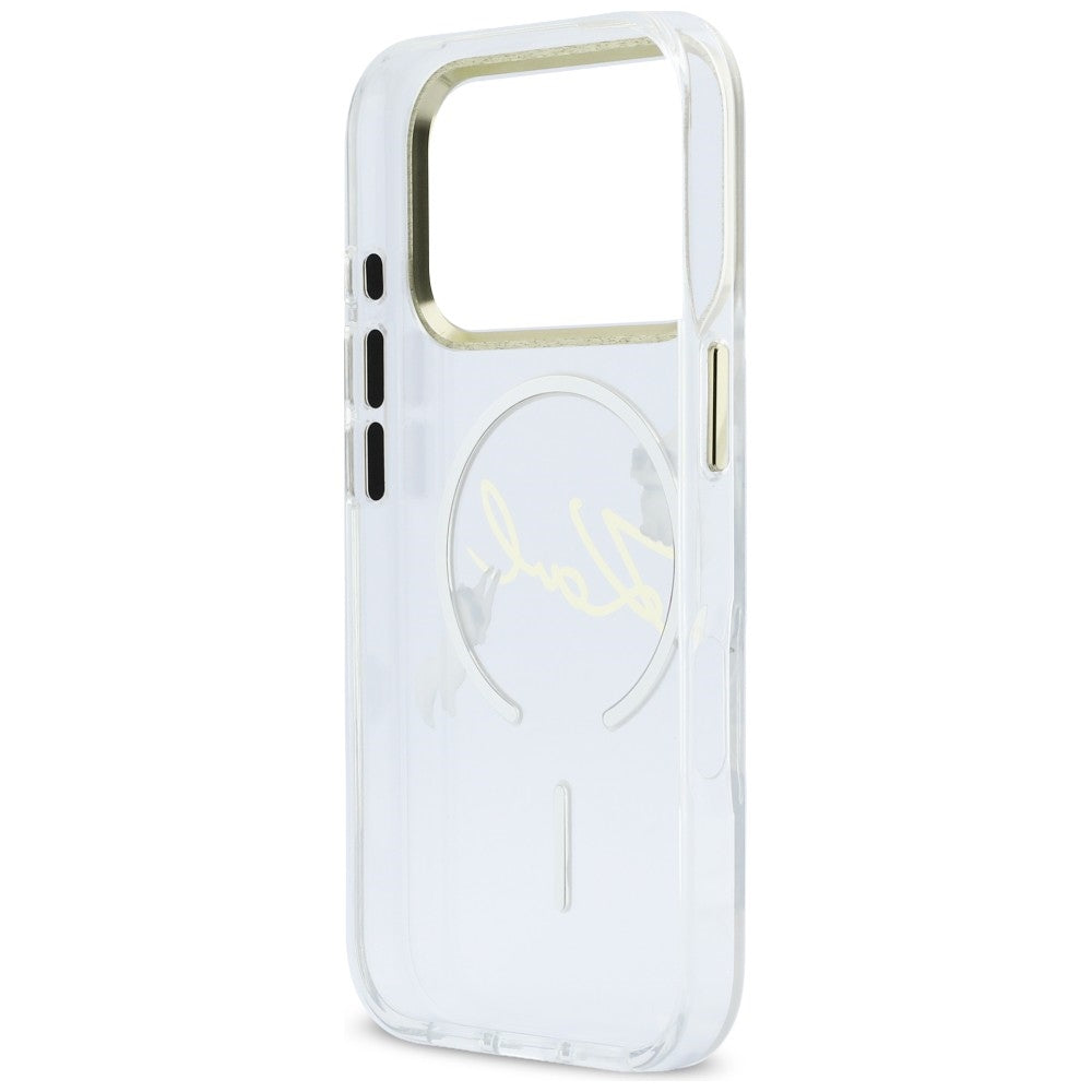 Karl Lagerfeld Handy Hülle IML Choupettes Karl Cript Logo Magsafe Case für iPhone 17 Pro Max Transparent