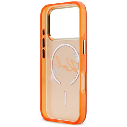 Karl Lagerfeld Handy Hülle IML Choupettes Karl Cript Logo Magsafe Case für iPhone 17 Pro Max Orange