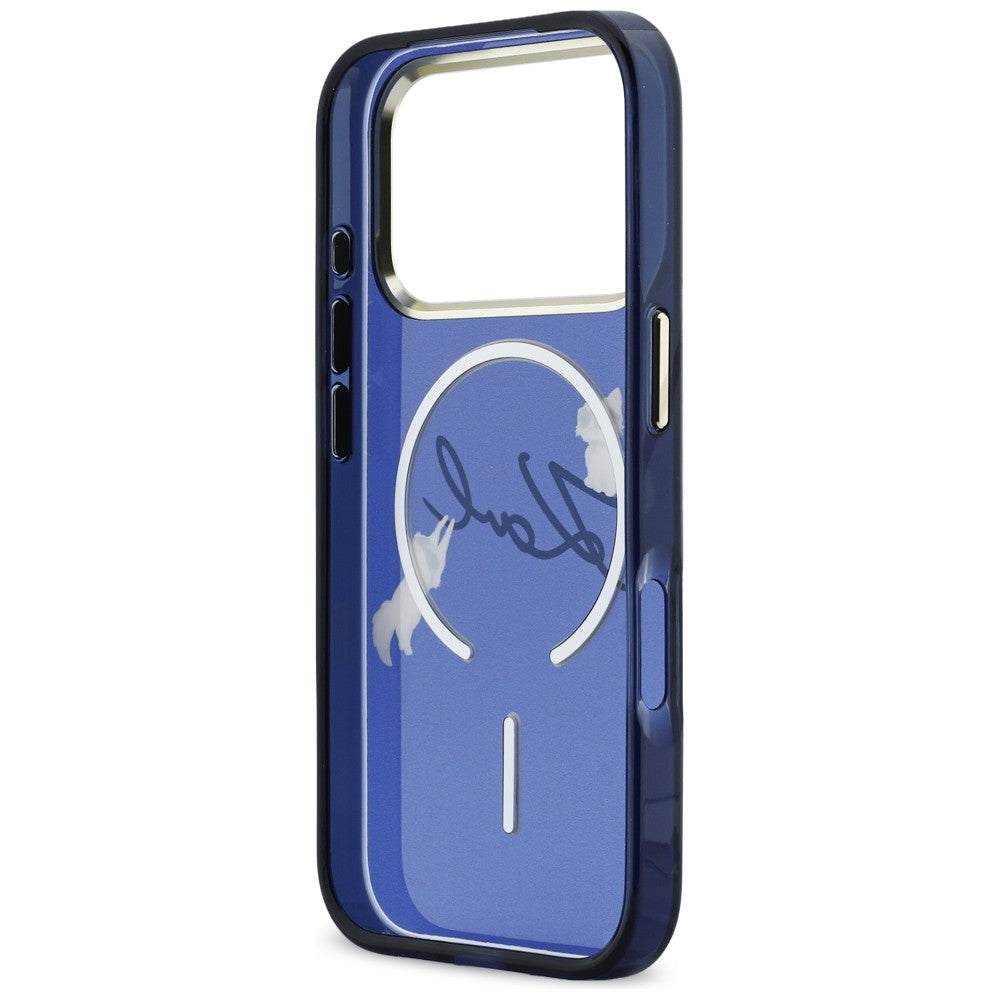 Karl Lagerfeld Handy Hülle IML Choupettes Karl Cript Logo Magsafe Case für iPhone 17 Pro Blau