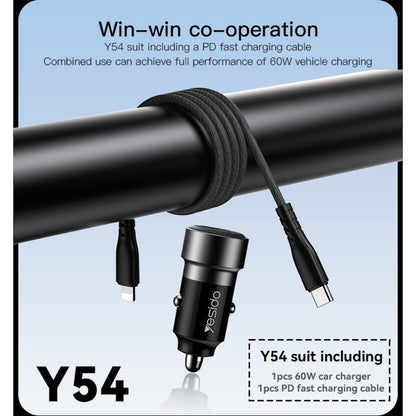 YESIDO Y54 Typ C und USB Fast Charge Auto Ladegerät mit Typ C zu Lightning Kabel