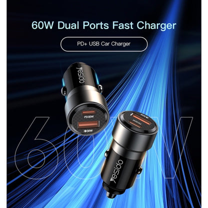 YESIDO Y54 Typ C und USB Fast Charge Auto Ladegerät mit Typ C zu Lightning Kabel