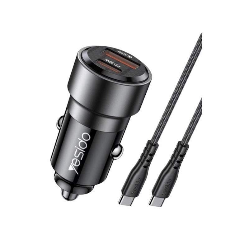 YESIDO Y55 Typ C und USB Fast Charge Auto Ladegerät mit Typ C zu Typ C Kabel
